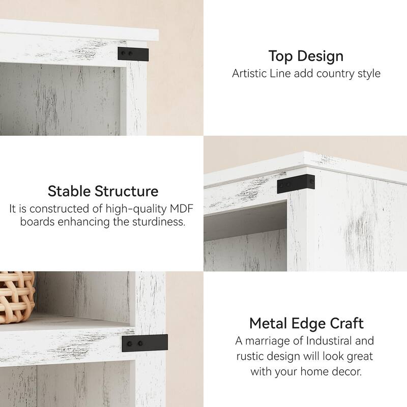 5 Tier Bookcase Modern Farmhouse Book Shelf