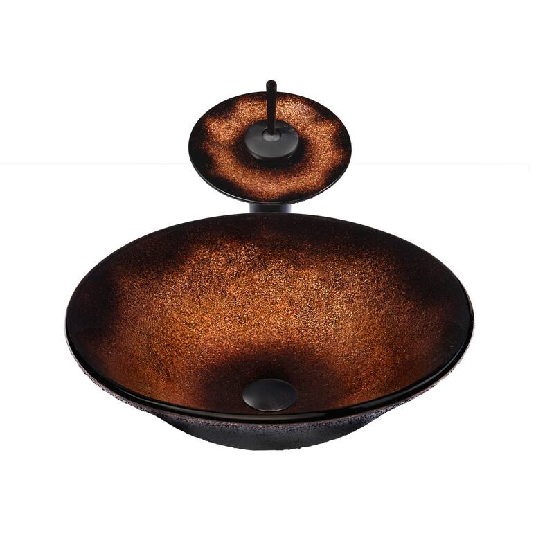 Miseno Hand Painted 17" Glass Vessel Bathroom Sink with Single Hole