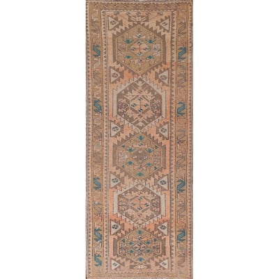 Ardebil Persian Vintage Runner Rug Handmade Wool Carpet - 3'0"x 10'0"