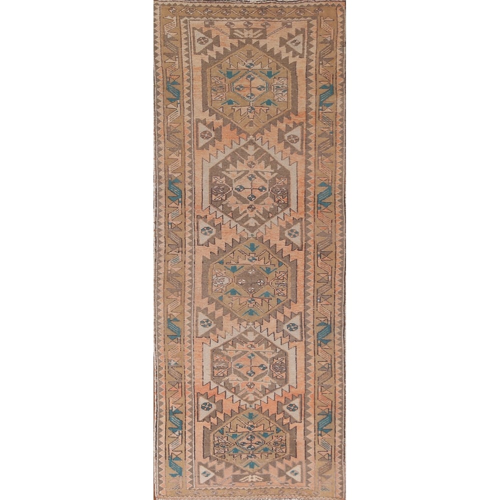 Hand Knotted Oriental 100% Wool Carpet Traditional Tribal Coral Ardebil Runner Rug - 10' 0'' X 3' 0''