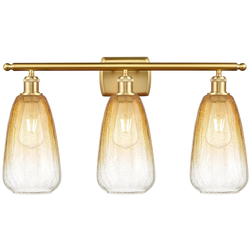 Innovations Lighting 516-3W-14-26 Brookhaven Almond Vanity Brookhaven - Satin Gold / Amber