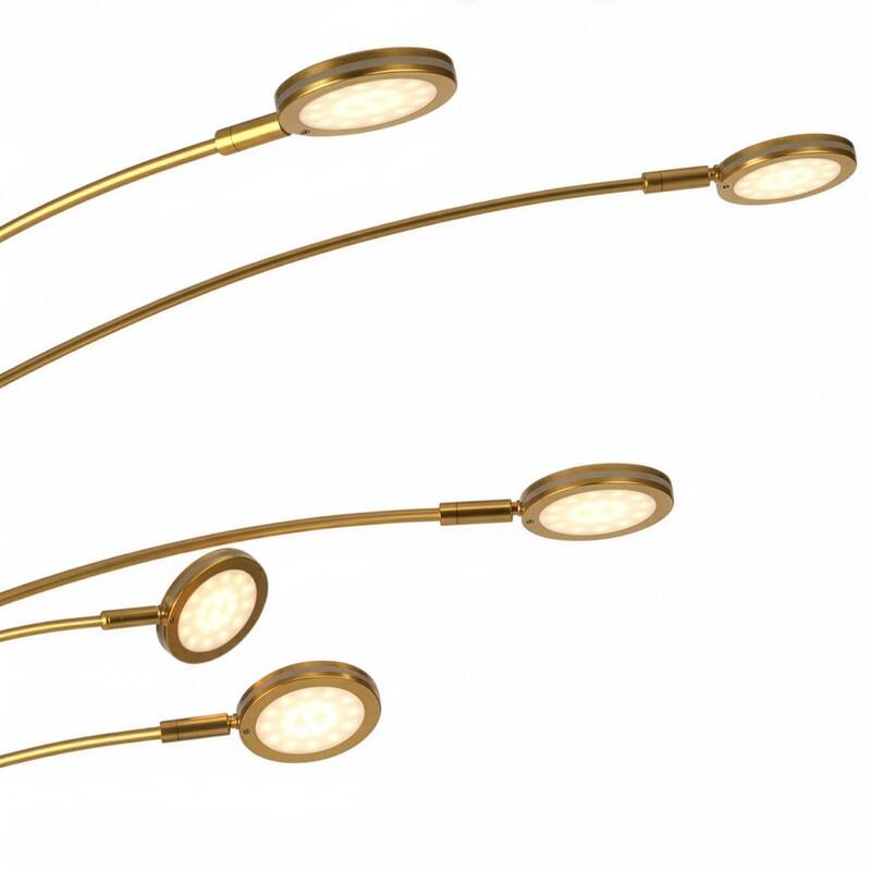 Brightech Orion 70 in. Antiqued Brass Contemporary Modern 5-Light LED Super Bright Floor Lamp with 5 Adjustable Swing Arm Heads