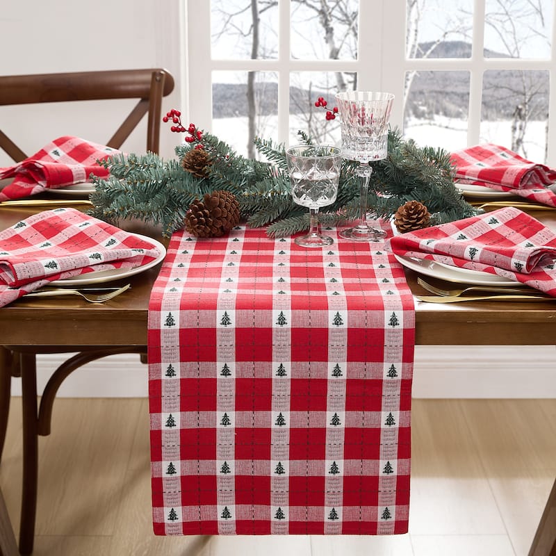 Sherwood Tree Dobby Cotton Table Runner - 13x70 - Red