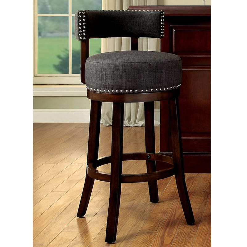 Lynsey Contemporary 24"Barstool With linen Cushion, Set of 2 - 34 H x 22.25 W x 22.25 L Inches