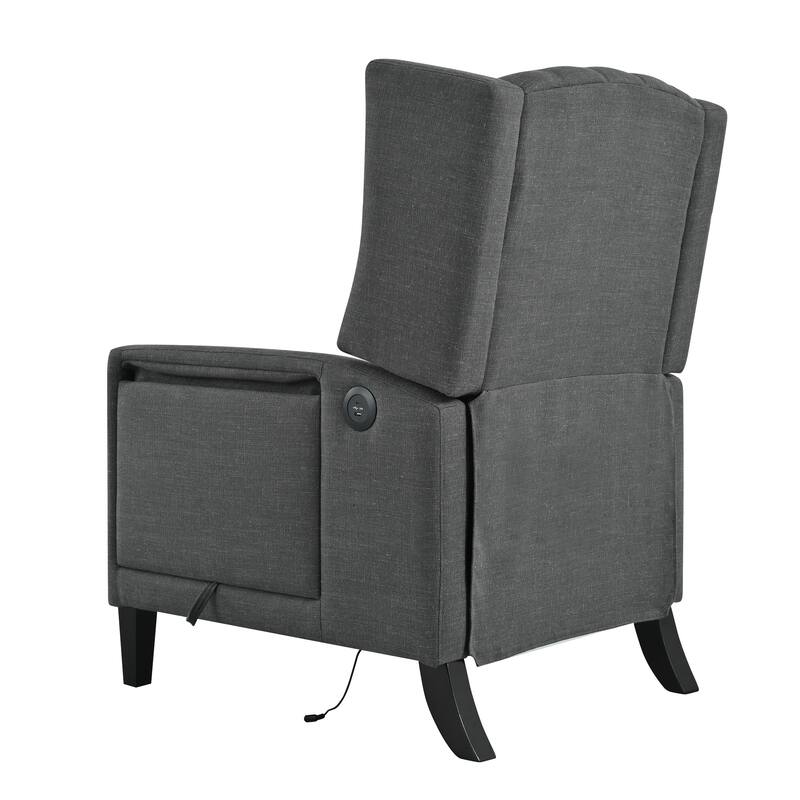 Modern Tufted Push Back Recliner Chair with Foldable Side Table and USB Charging Ports for Living Room or Bedroom