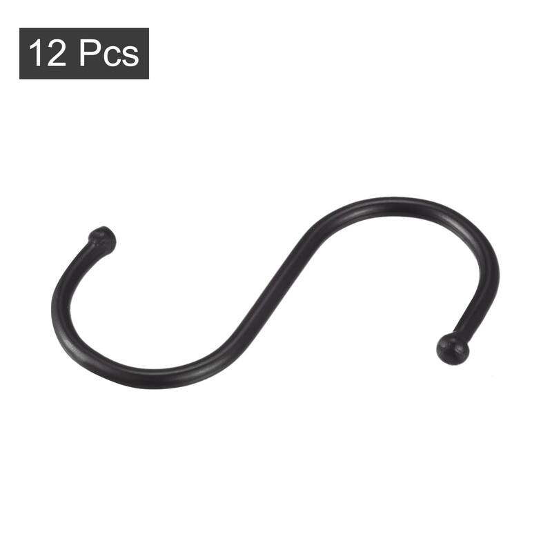 S Hooks 2.56inches Stainless Steel Hanger for Hanging Black 12Pack - 65mm