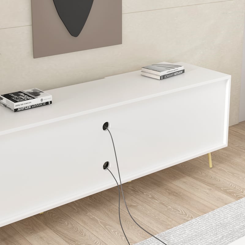 Timechee TV Stand for TVs up to 73"(Brown/White)