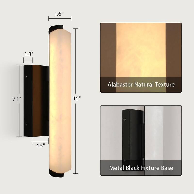 KAYLA Alabaster Wall Sconce, 19" Natural Marble Wall Sconce