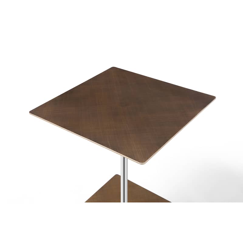 HomeRoots Bronze And Silver Steel Height Adjustable Square Pedestal End Table - 16.00 in. x 30.00 in. x 16.00 in.