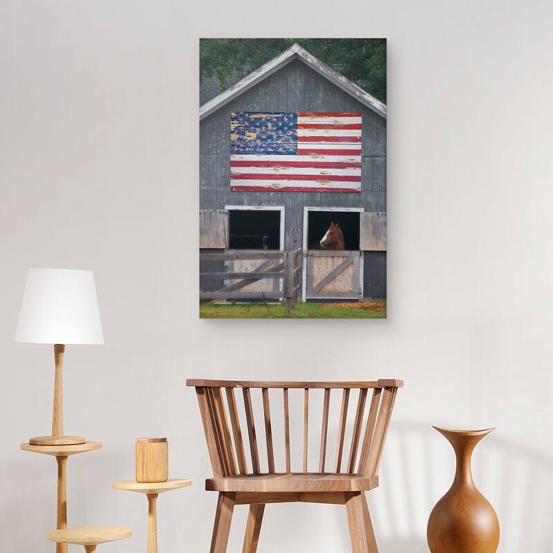 Patriotic Barn Scenes Horse Stalls by Willowbrook Fine Art Canvas Art Print