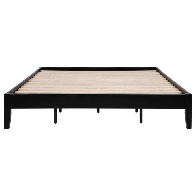 Black Eastern King Universal Platform Bed with Slatted Design