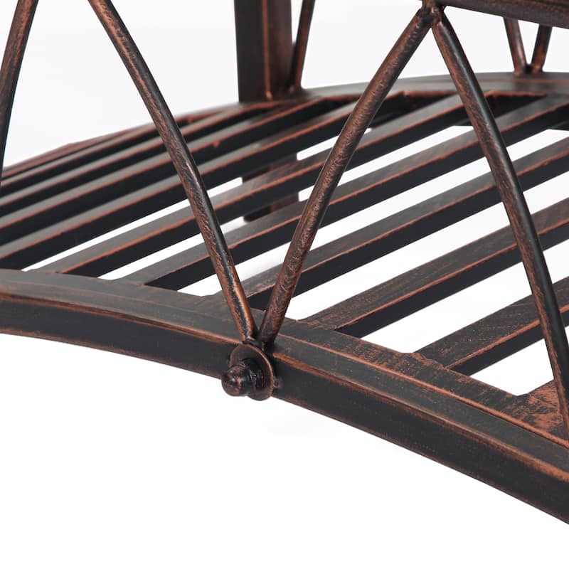Outsunny 3.3' Classic Garden Metal Bridge with Safety Railings Arc Footbridge Decorative Pond Bridge