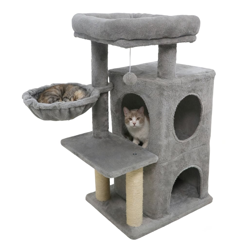 Gymax 33.5'' Cat Tree w/ 2-Tier Condo Padded Plush Top Perch Sisal