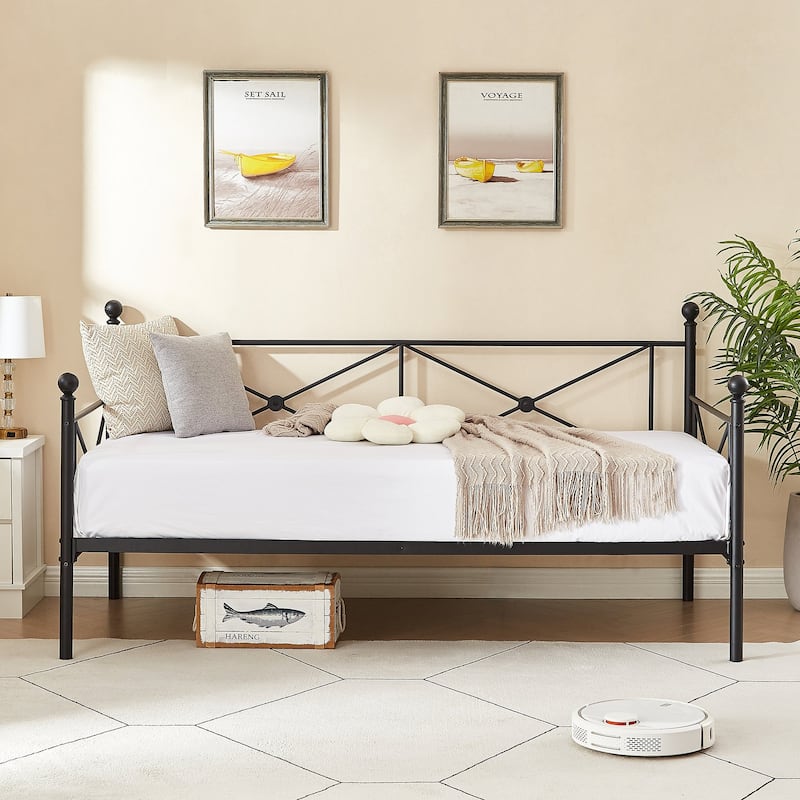 Javlergo Metal Daybed Frame Twin Size Sofa Bed with Steel Slats for Living Room Guest Room