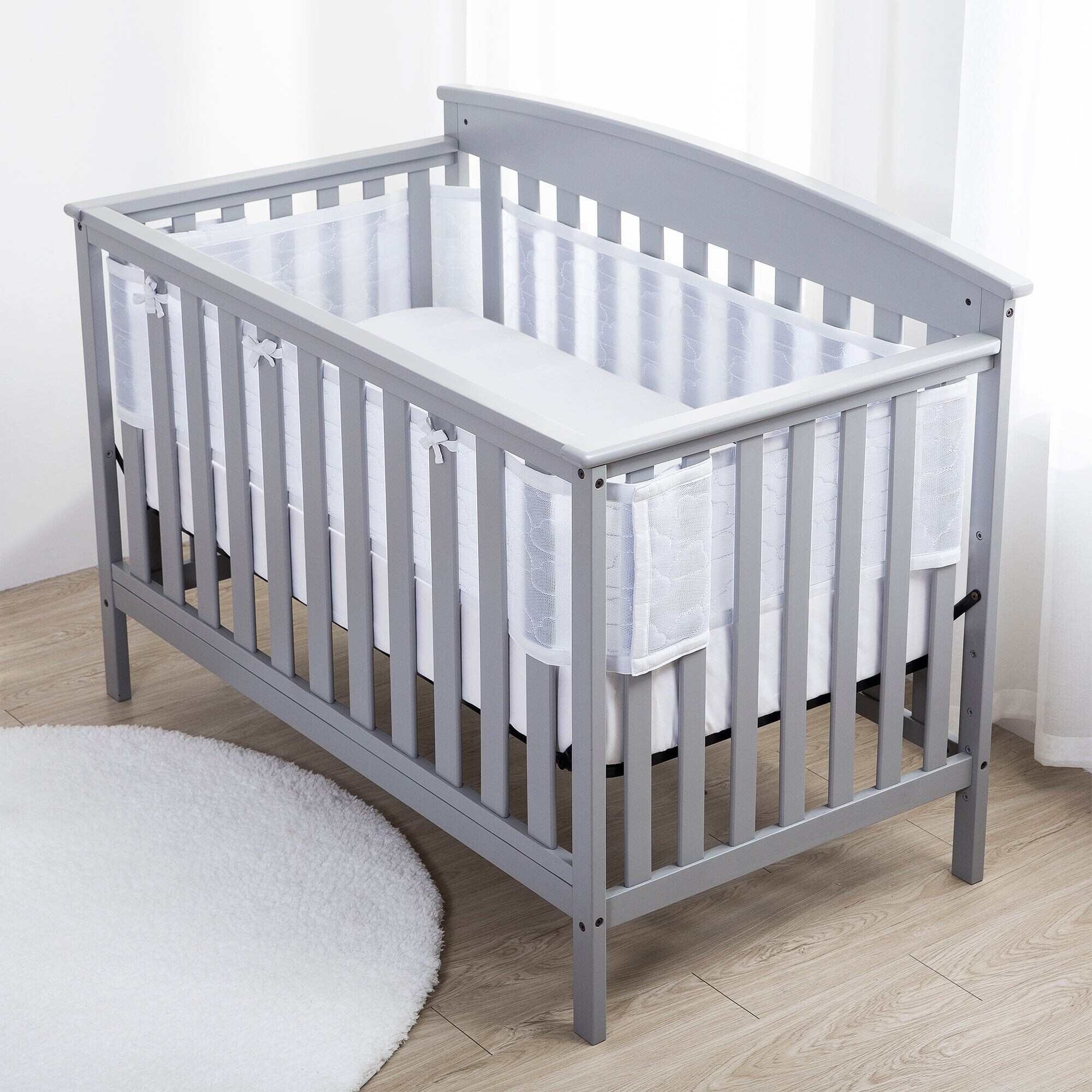 BreathableBaby Breathable Mesh Liner For Cribs 4 Sides Deluxe Sheer Quilted 5 mm Bed Bath Beyond 37836424