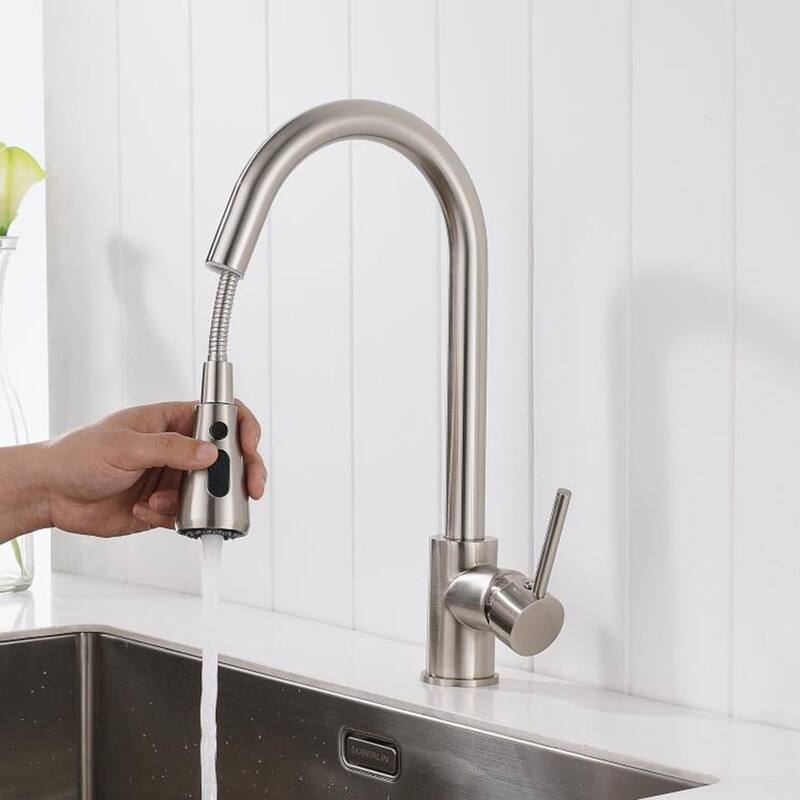 Kitchen Sink Faucets with Pull Down Sprayer Single Handle One Hole