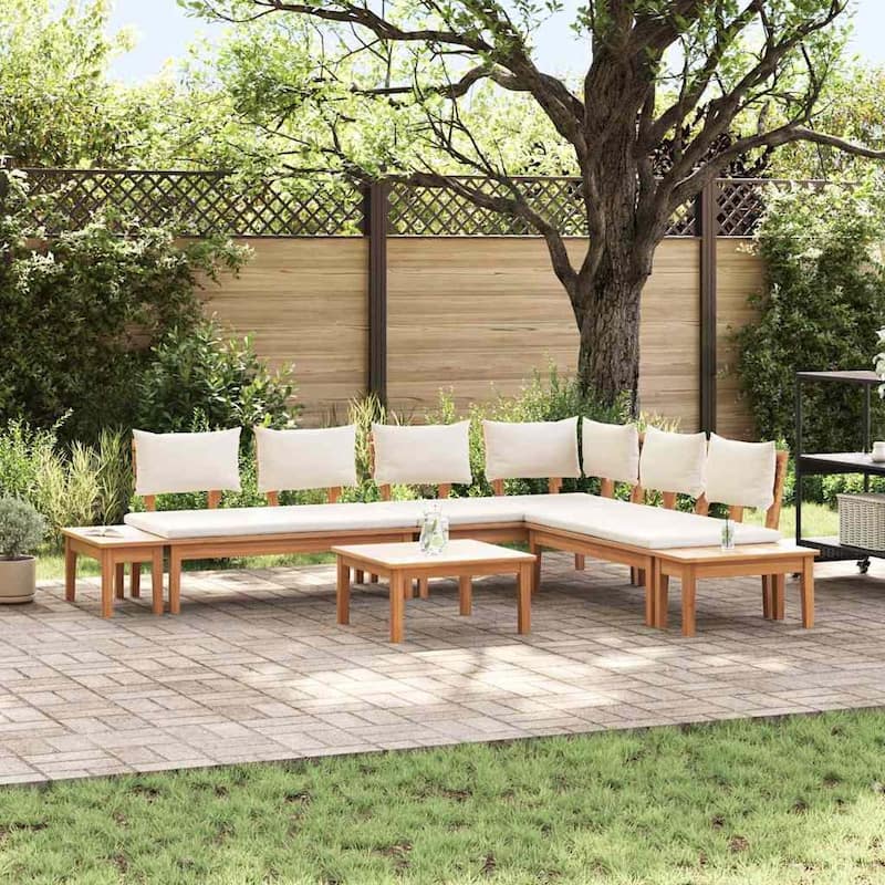 vidaXL Garden Bench Set with Cushion 3/4/5 pcs - 23.6" x 23.6" x 11.8 - brown and dark gray bench + 2x chair + Table