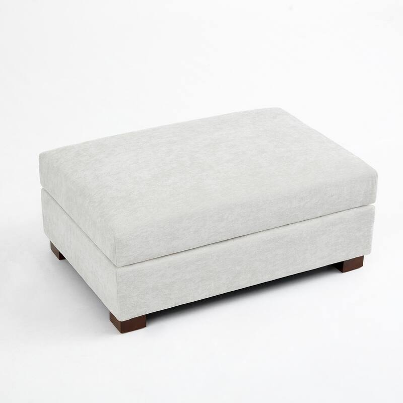Oversized Chenille Modular Ottoman With Cushioned Top