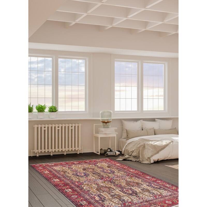 ECARPETGALLERY Hand-knotted Kayseri Vintage Cream, Sage Wool Rug - 5'11 x 9'8
