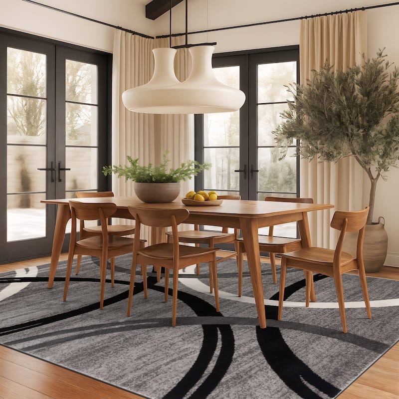 World Rug Gallery Contemporary Abstract Circles Design Area Rug