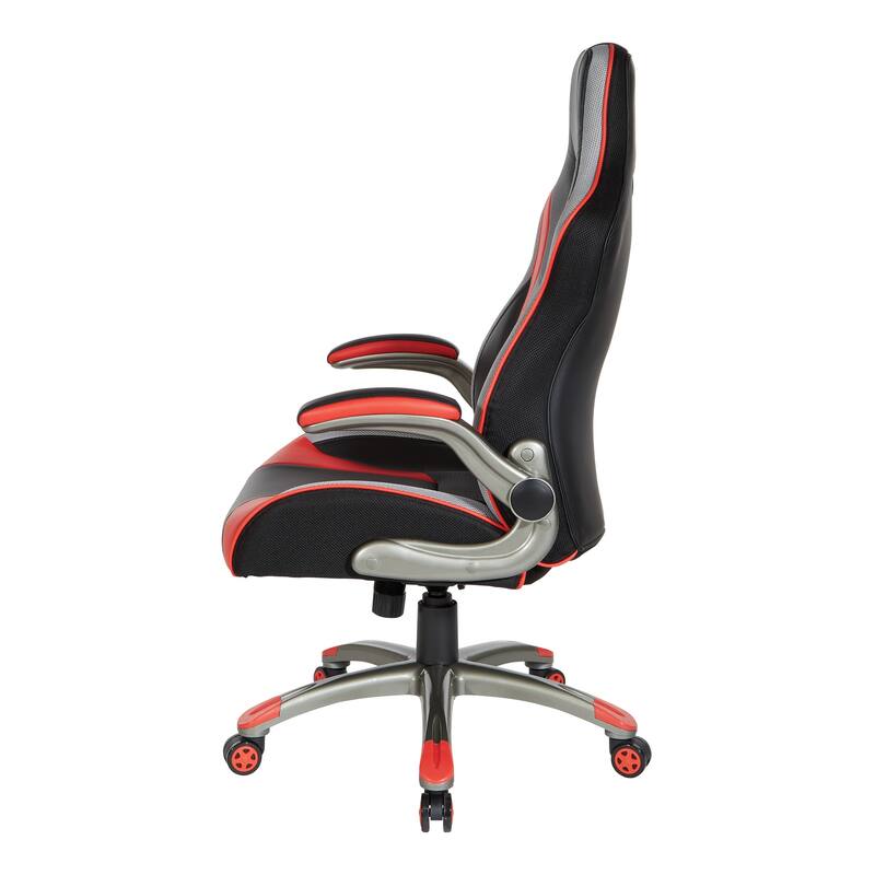 Uplink Gaming Chair in Faux Leather with Red Accents