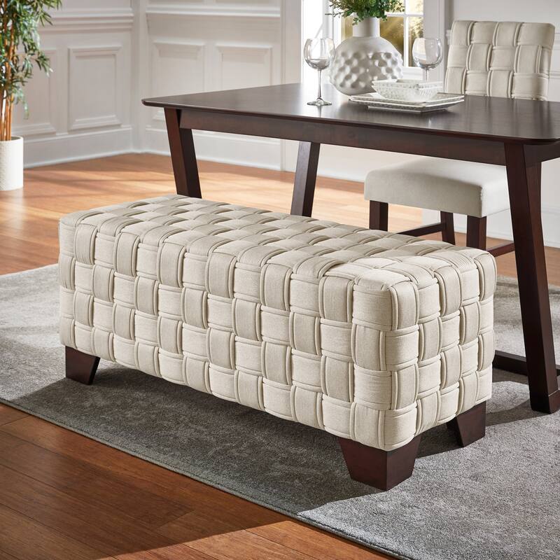 Orlo Walnut Finish Woven Bench by iNSPIRE Q Modern