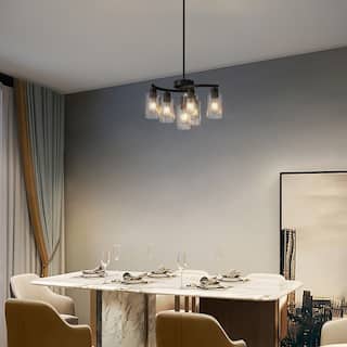 Modern Glass Chandelier Light Black Pendant Chandelier For Dining Room, Kitchen Or Living Room