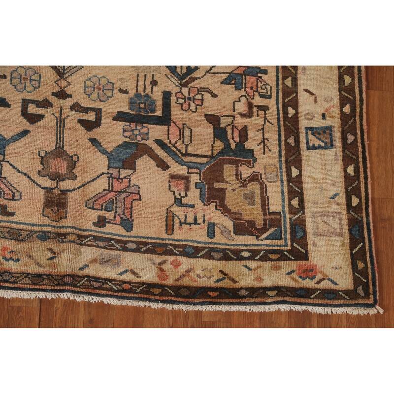 Ardebil Persian Vintage Rug Handmade Wool Carpet - 6'1"x 9'6"