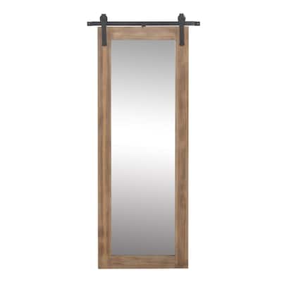 Wood Wall Mirror with Black Metal Hanging Rod - Brown - Roche River Decor