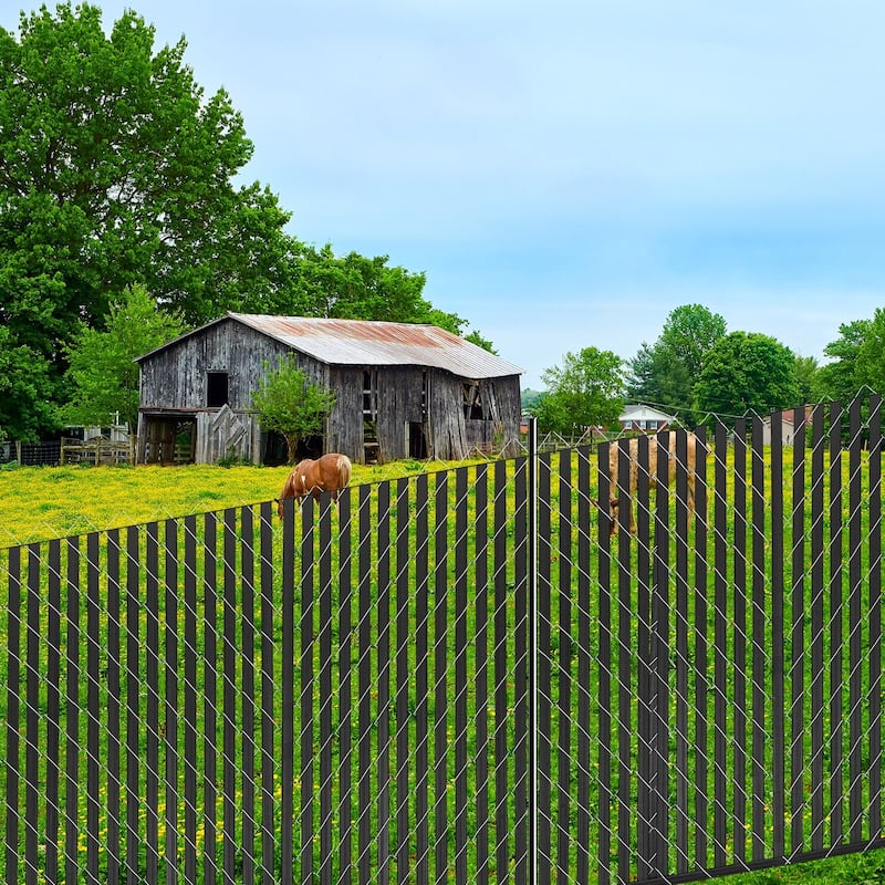 Black HDPE Double Wall Fence Privacy Slats, 68.5 inch for 10 ft. Chain Link Fence - 68.5” L x 1.09" W x 0.3" H