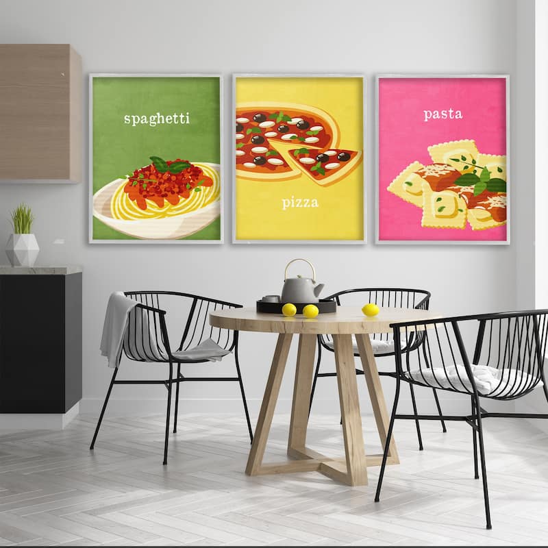 Stupell Italian Cuisine Meals Framed Giclee Art Design By Kim Allen (Set of 3)