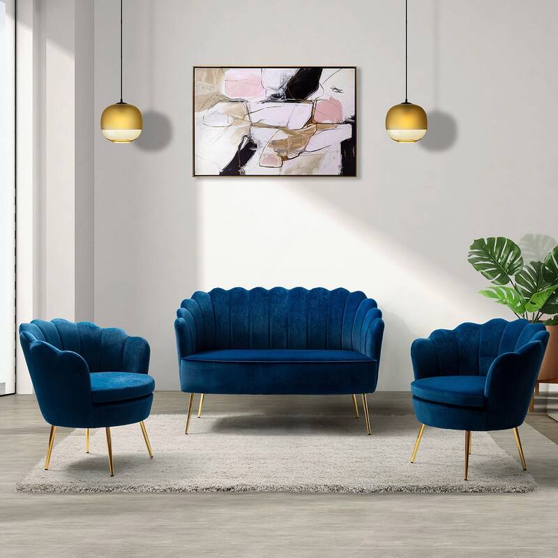 Xabier 52 in. 3 Piece Living Room Set by HULALA HOME - NAVY