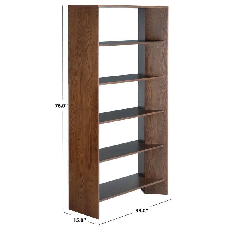 SAFAVIEH Couture Norrington Wood 5 Shelf Bookshelf - 38"W x 15"D x 76"H