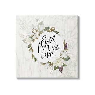 Stupell Faith Hope and Love Sentiment Floral Cotton Wreath Canvas Wall ...