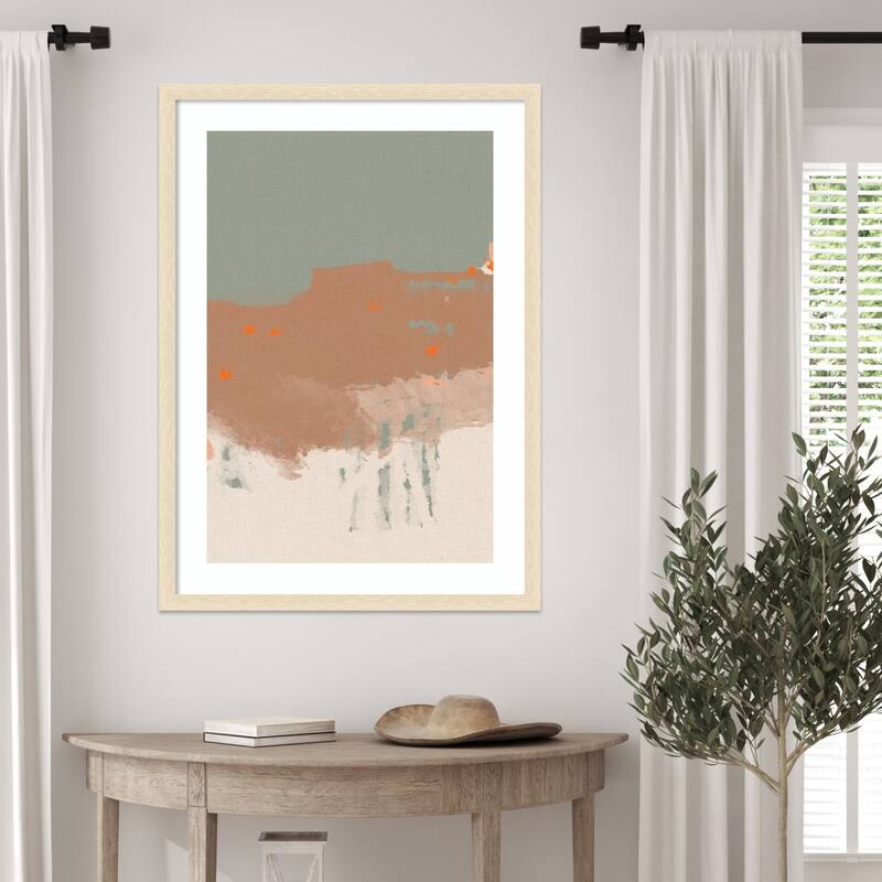 Earthy Tones With Soft Brushstrokes by Simona Gocan Wood Framed Wall Art Print
