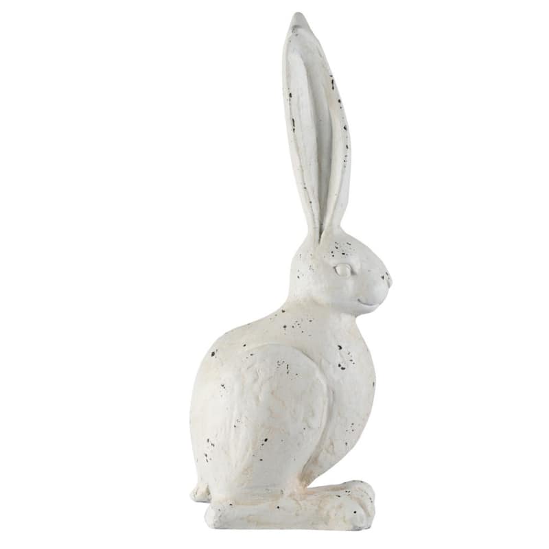 18.5" Cream White Distressed Vintage Style Small Rabbit Figurine