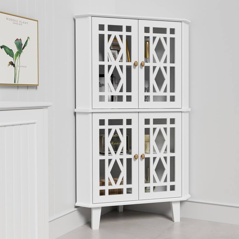 Corner Sideboard Cabinet Free-Standing Corner Storage Organizer