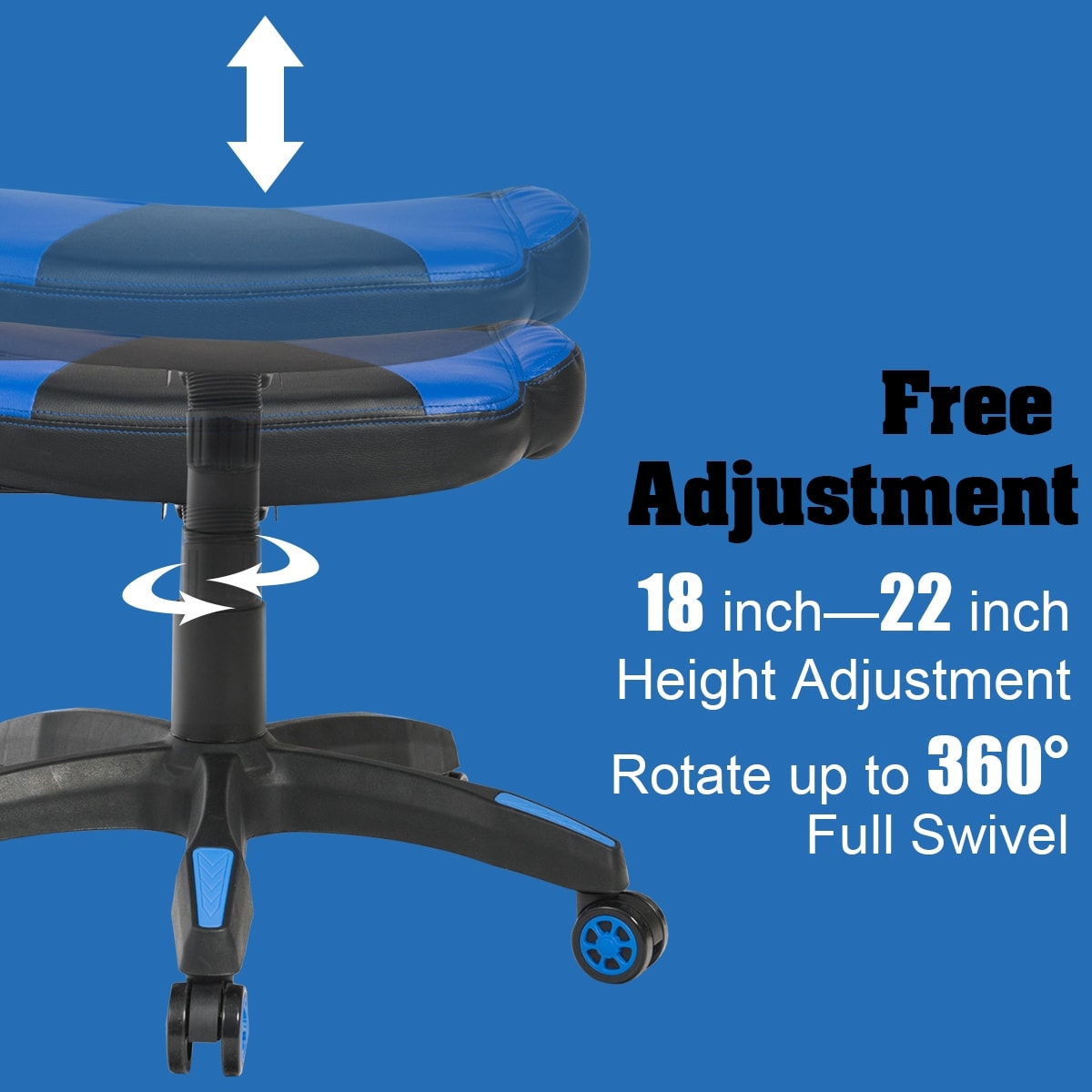 Multi-Use Footrest Swivel Height Adjustable Gaming Ottoman Footstool Chair 