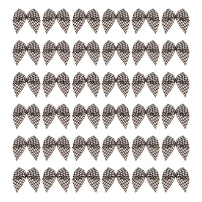 50Pcs Mini Gingham Ribbon Bow 1" Checkered Fabric Ribbon Bows