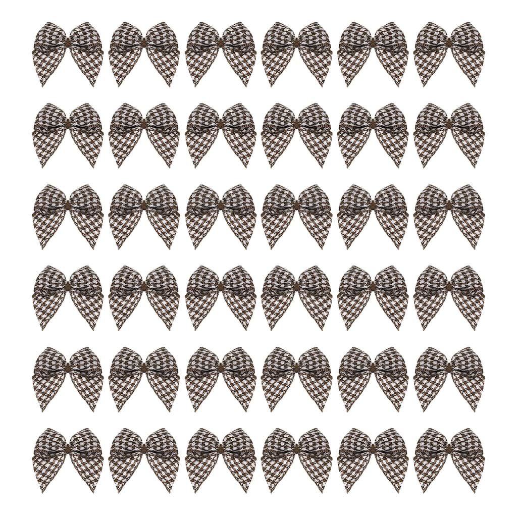 50Pcs Mini Gingham Ribbon Bow 1" Checkered Fabric Ribbon Bows