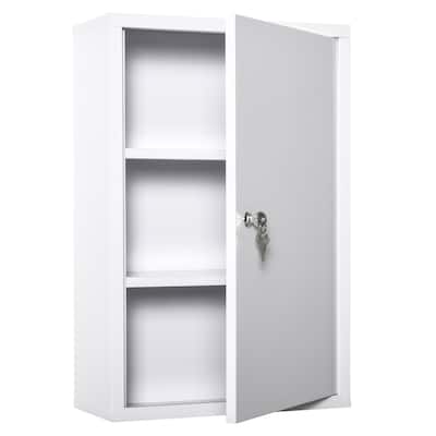 kleankin Steel Wall Mount Medicine Cabinet 3 Tier Emergency Box for Bathroom Kitchen