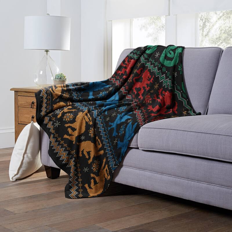 Warner Brothers Harry Potter Houses Sweater Silk Touch Throw Blanket
