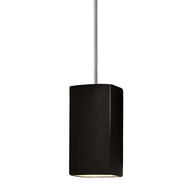 Justice Design Group Rectangle Pendant - Rigid Stem - Polished Chrome/Carbon Matte Black