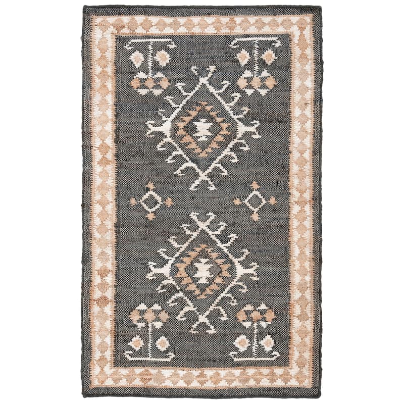 SAFAVIEH Flatweave Kilim Emiljana Jute Rug - 2'3" x 5' - Black/Ivory