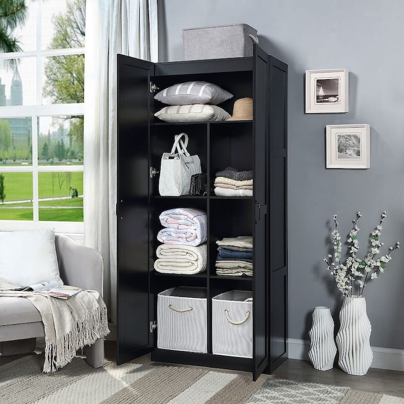 Manhattan Comfort Hopkins Modern 7 Shelf Freestanding Storage Closet