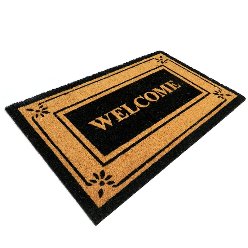 PVC backed coir mat Natural printed - 18" x 30"