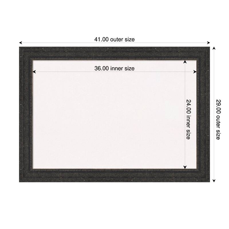 Attic Aged Black Wood Framed Cork Board - Bulletin Board, Organization Board, Pin Board - White - 41 x 29 in