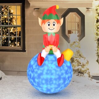 Occasions Airflowz Inflatable Elf on Ornament with Swirling Lights
