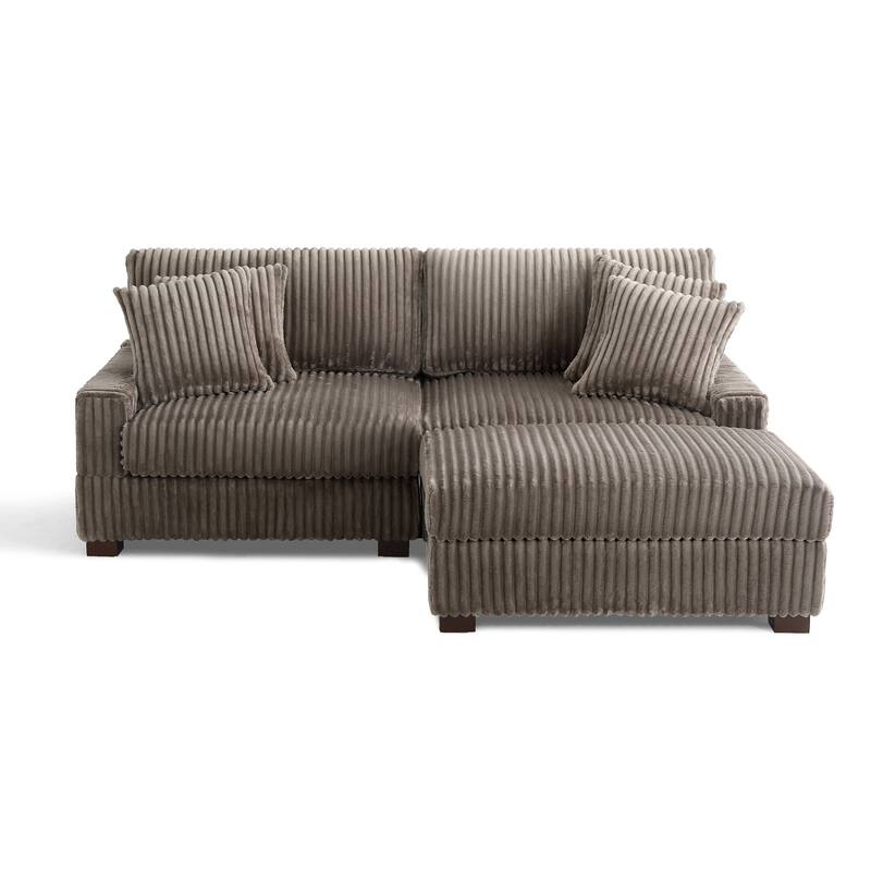 Plush Corduroy Modular Sectional Sofa Comfy Couch