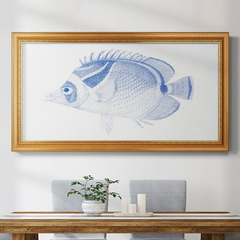 Blue & White Tropical Fish IV Premium Framed Canvas- Ready to Hang